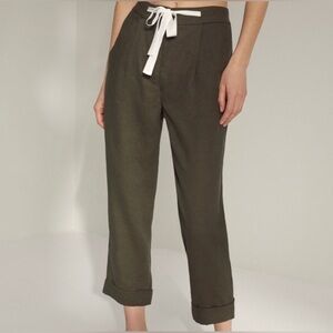 Aritzia Wilfred Allant Cropped Linen New Olive Green Casual Spring Pants Sz 0